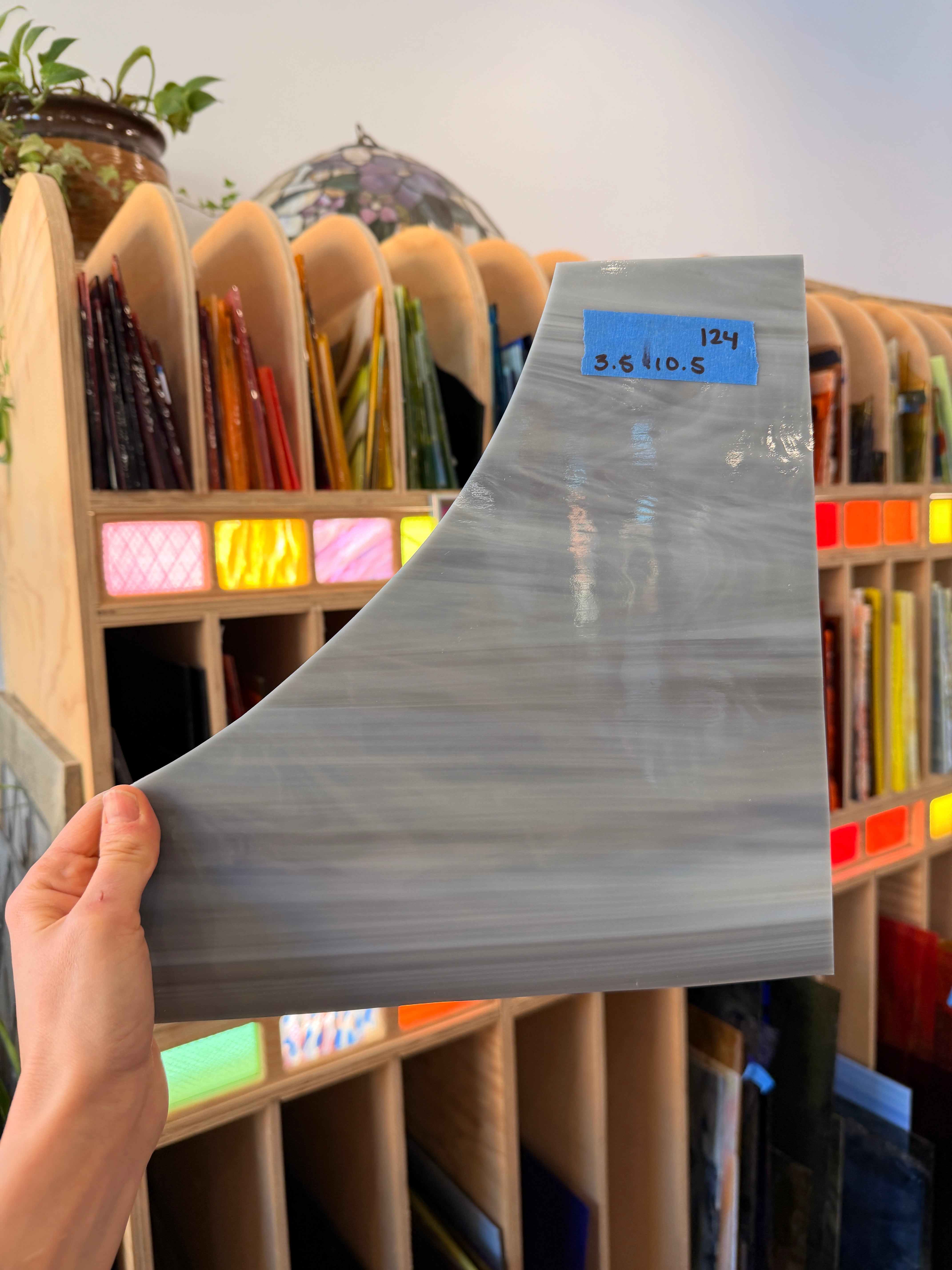 Gray Wispy Vintage Spectrum Sheet Glass Colorado Glass Works