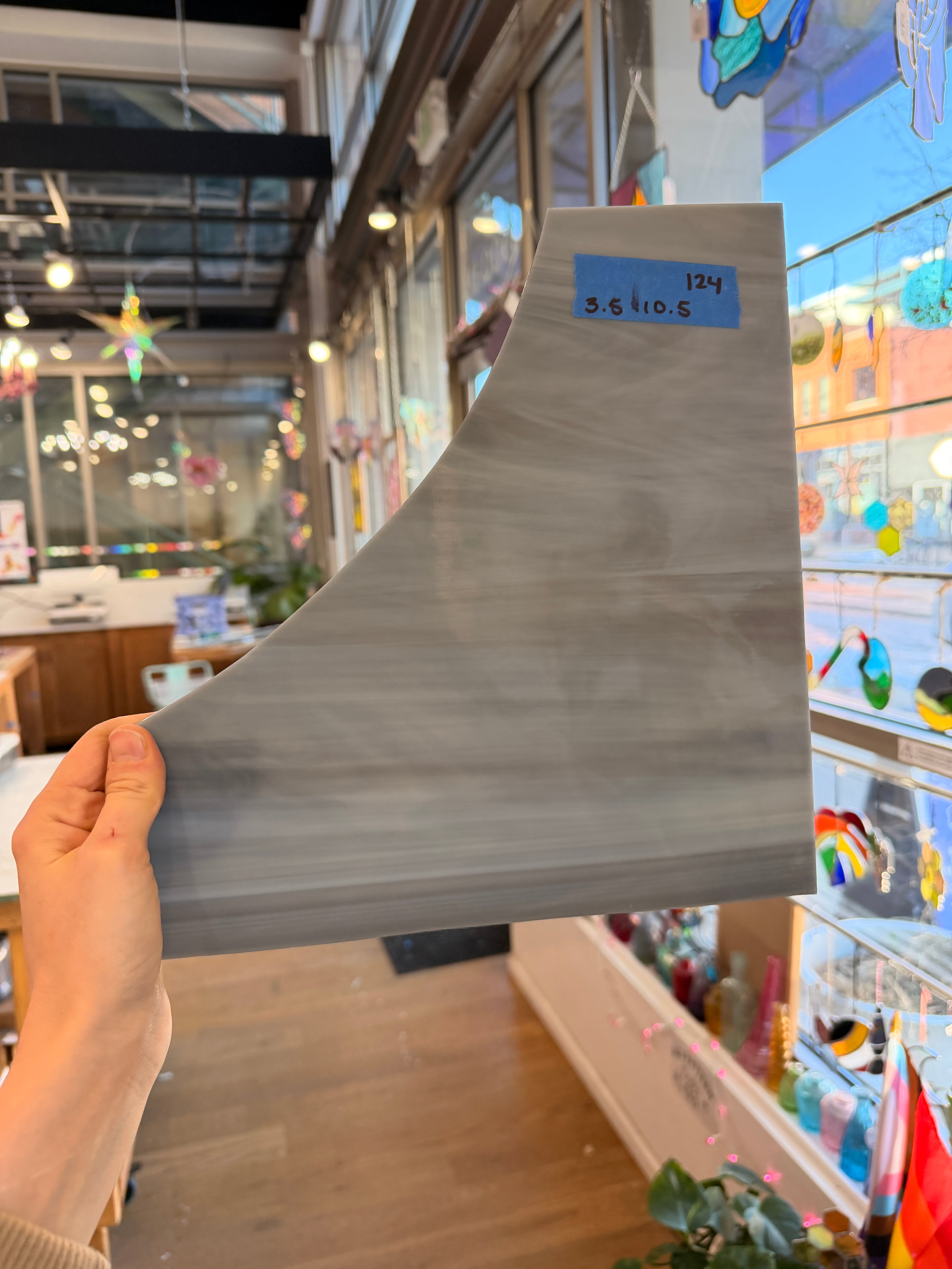 Gray Wispy Vintage Spectrum Sheet Glass Colorado Glass Works