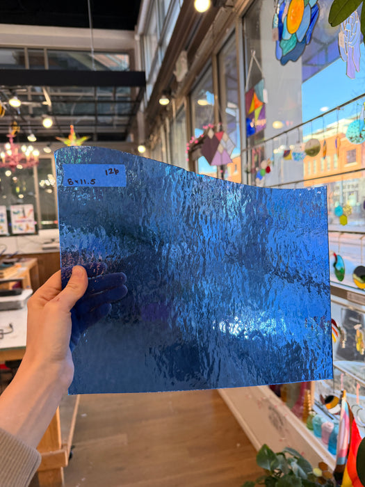 Medium Blue Rough Rolled Transparent Sheet Glass Colorado Glassworks