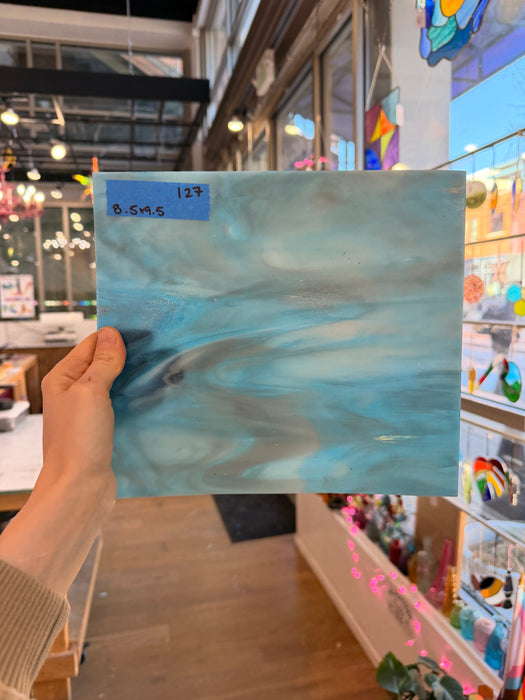 Purple Blue Amber Wispy Kokomo Sheet Glass Colorado Glassworks