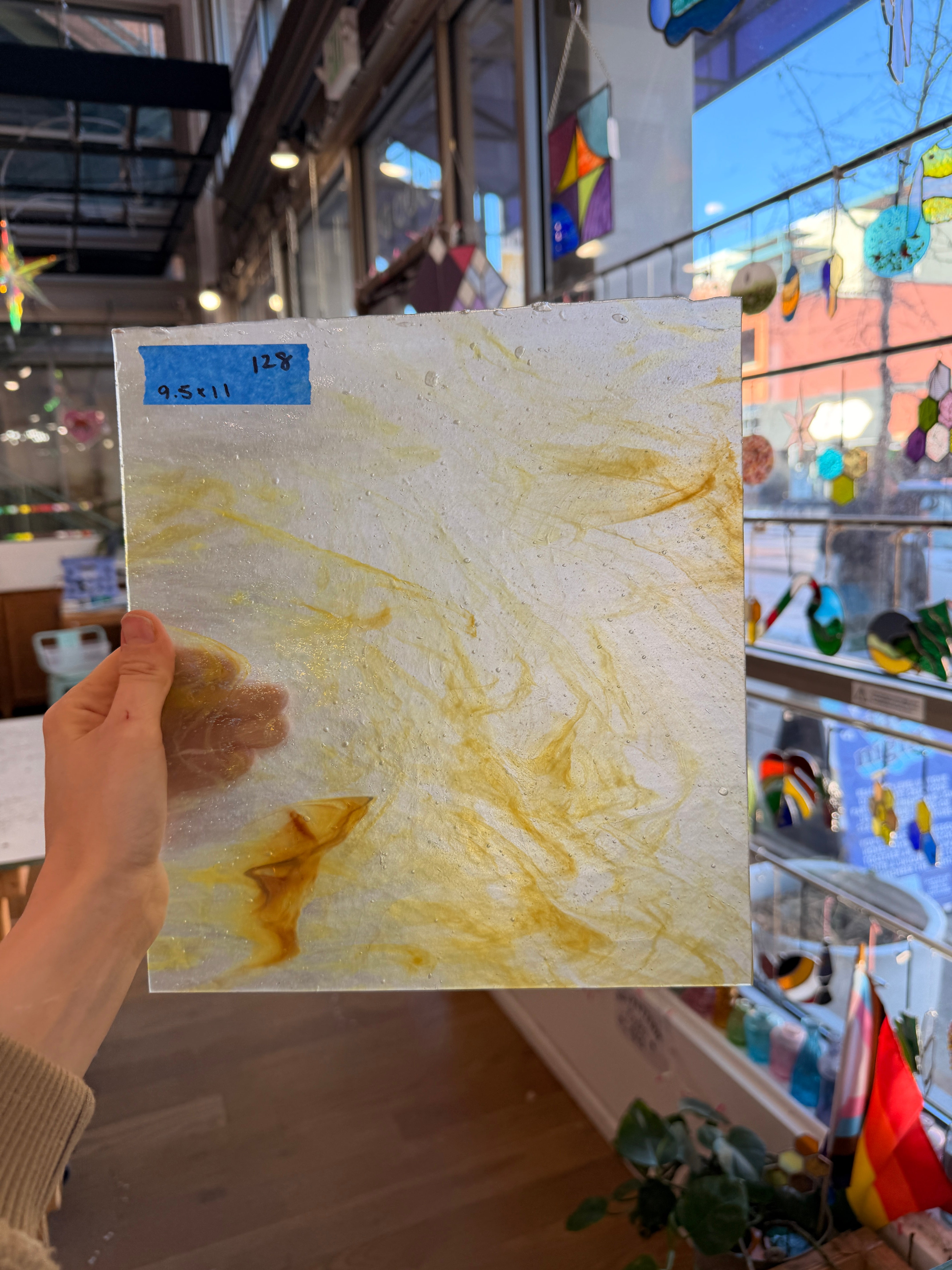 Autumn Gold/ Yellow Gold Stipple Youghiogheny Sheet Glass Youghiogheny