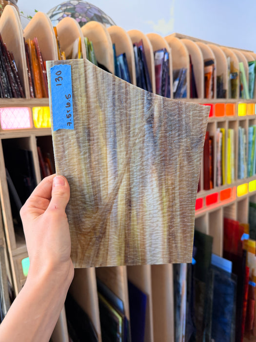 Brown Mixed Textured Wissmach Sheet Glass Colorado Glassworks 7.5x6.5in (WM-82807341)