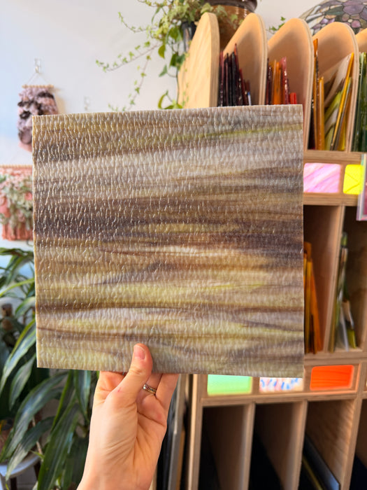 Brown Mixed Textured Wissmach Sheet Glass Colorado Glassworks 9x10in (WM-82840109)
