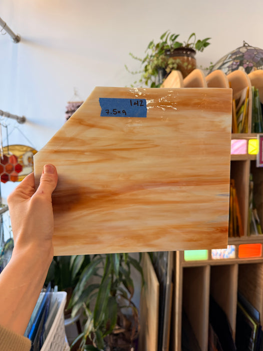 Amber Cream Kokomo Sheet Glass Colorado Glassworks 9x7.5in (KO-90882605)