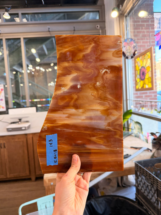 Medium Brown White Wispy Kokomo Sheet Glass Colorado Glassworks