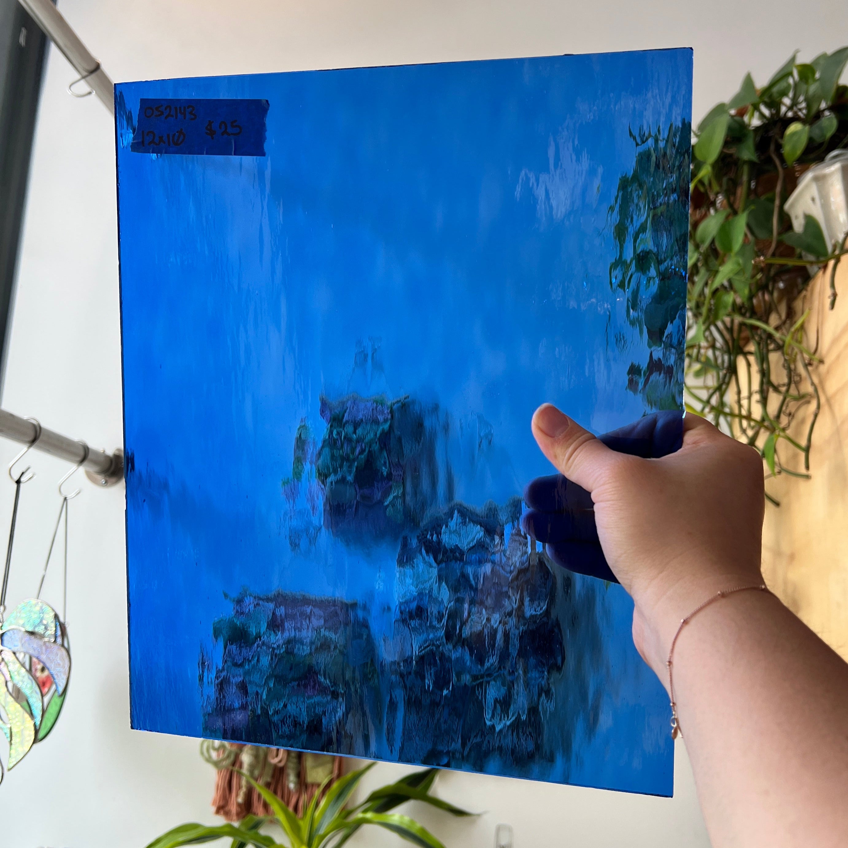 Blue Waterglass Oceanside Sheet Glass Colorado Glassworks OS2143 (12x10in)