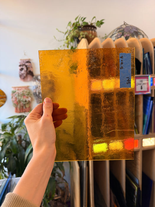Transparent Amber Kokomo Sheet Glass Colorado Glassworks 8x9.5in (KO-18985005)