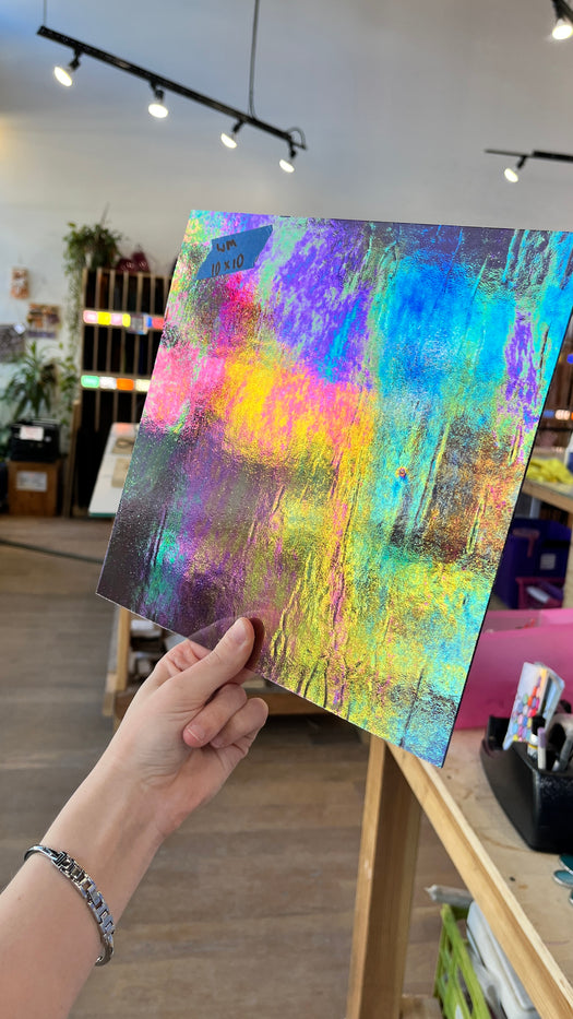 Iridescent Transparent Purple Wissmach Sheet Glass Colorado Glassworks