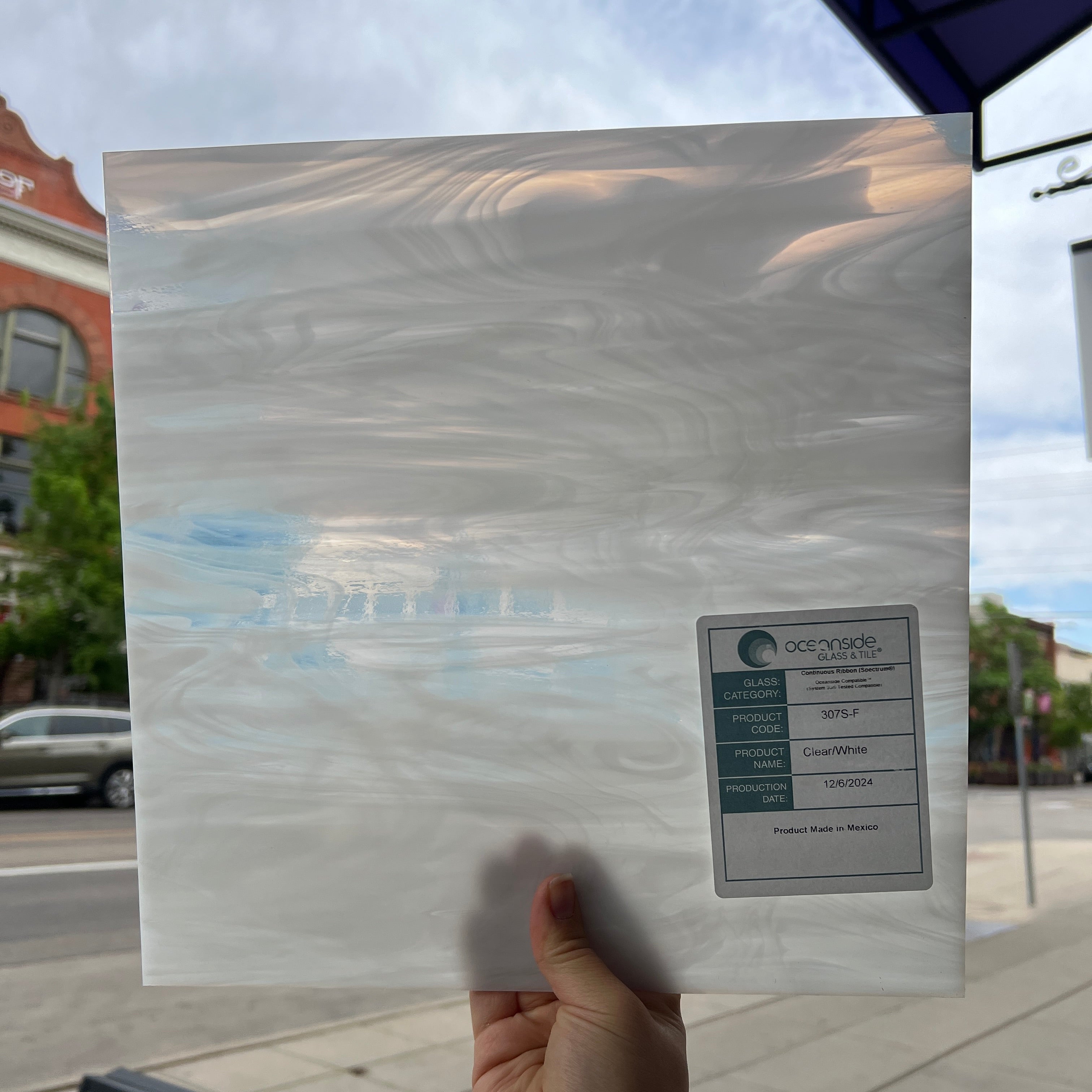 Clear/White Oceanside Fusible 96 COE (OGT 307F) Sheet Glass Colorado Glassworks