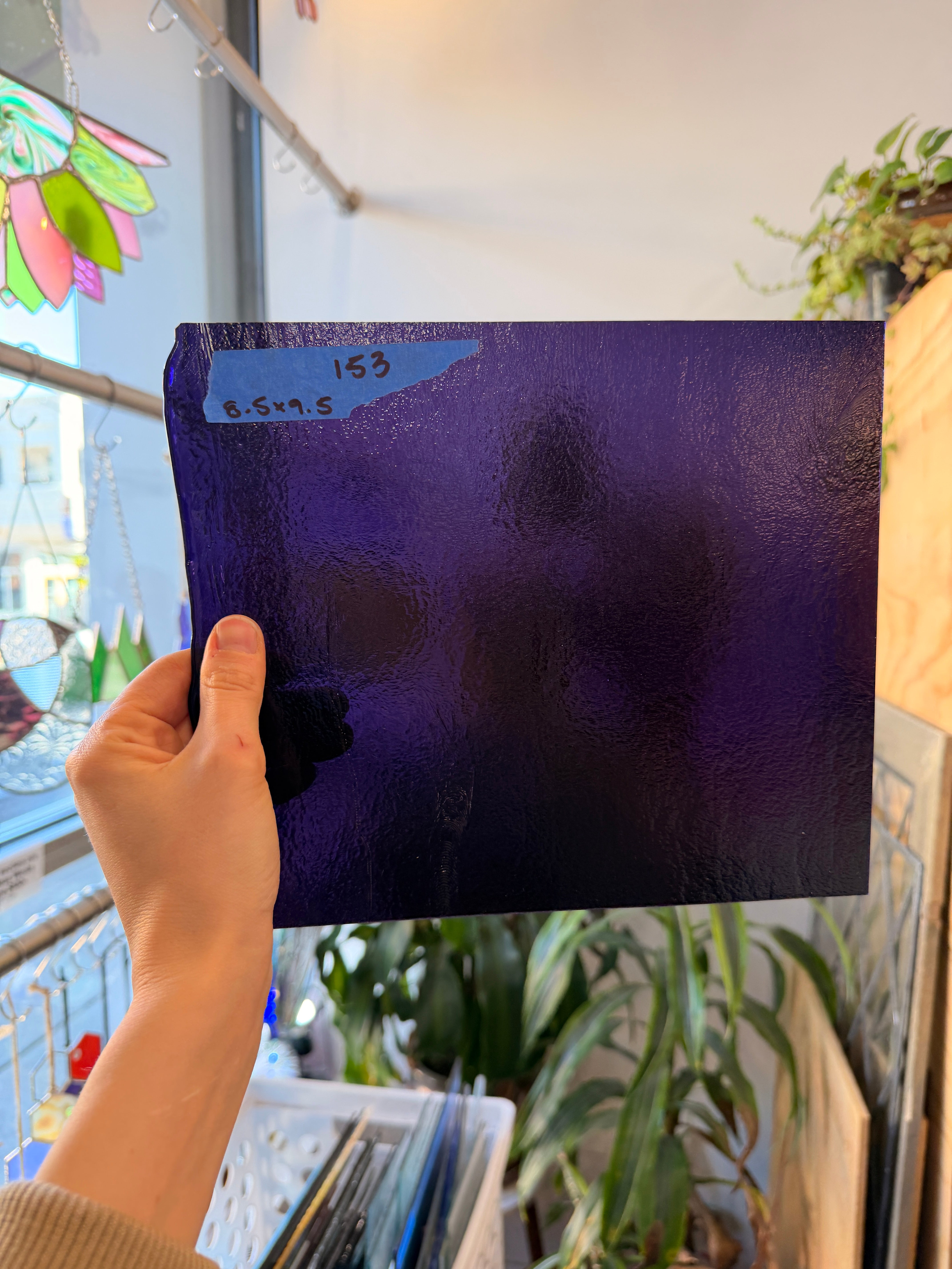 Vintage Bullseye Transparent Purple Sheet Glass Colorado Glassworks 9.5x8.5in (BE-55740973)