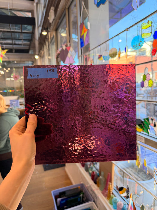 Vintage Fuscia Burgundy Hammered Sheet Glass Colorado Glassworks