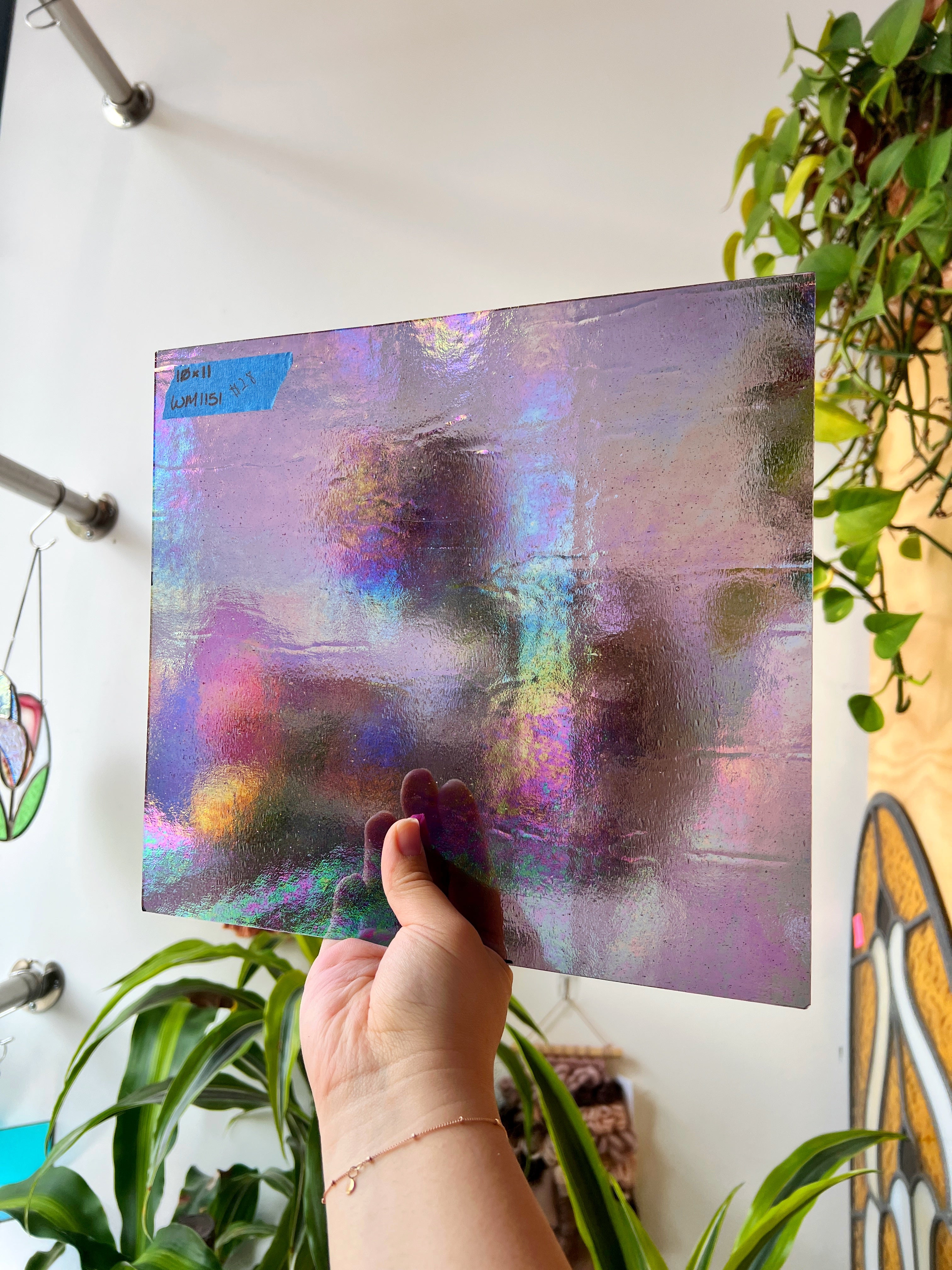Transparent Purple Iridescent Wissmach Sheet Glass Colorado Glassworks WM1151 (10x11in)