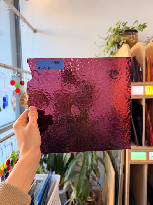 Vintage Fuscia Burgundy Hammered Sheet Glass Colorado Glassworks