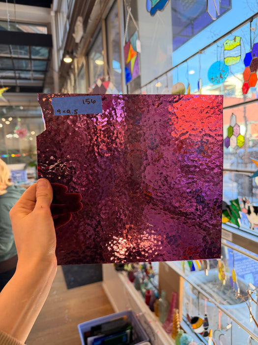 Vintage Fuscia Burgundy Hammered Sheet Glass Colorado Glassworks