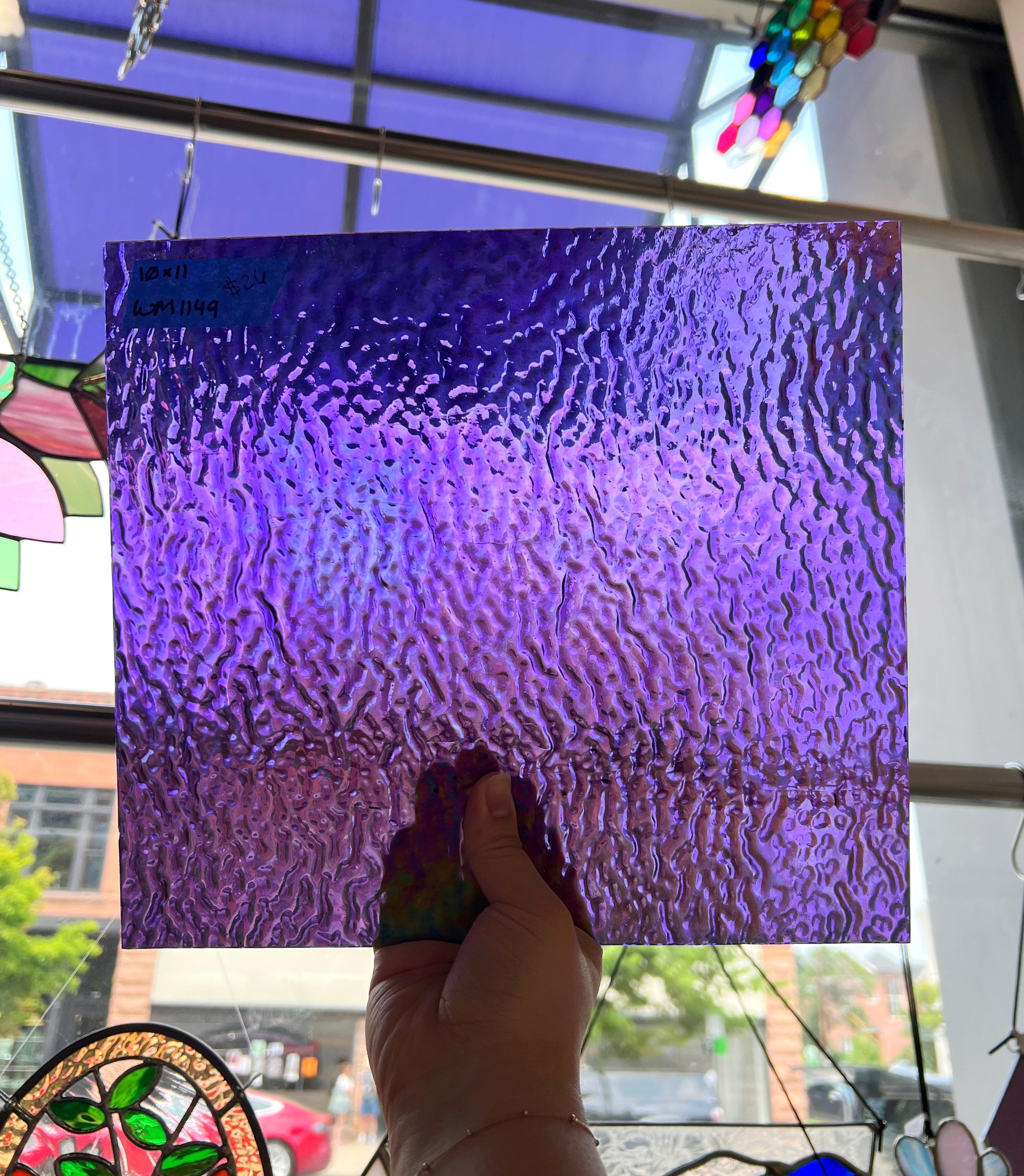 Iridescent Purple Ripple Wissmach Sheet Glass Colorado Glassworks