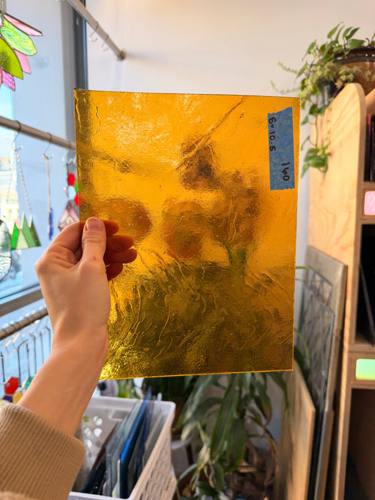 Transparent Amber Kokomo Sheet Glass Colorado Glassworks 8x10.5in (KO-19017773)