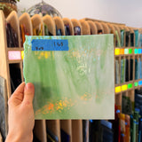 Vintage Green White Dappled Bullseye Sheet Glass Colorado Glass Works 7x7in (BE-08765997)
