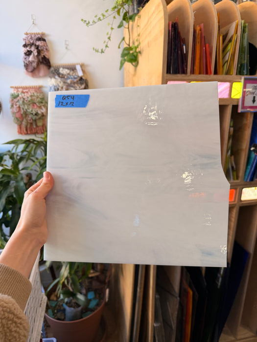 White Wispy Oceanside Fusible 96 COE Sheet Glass Colorado Glassworks