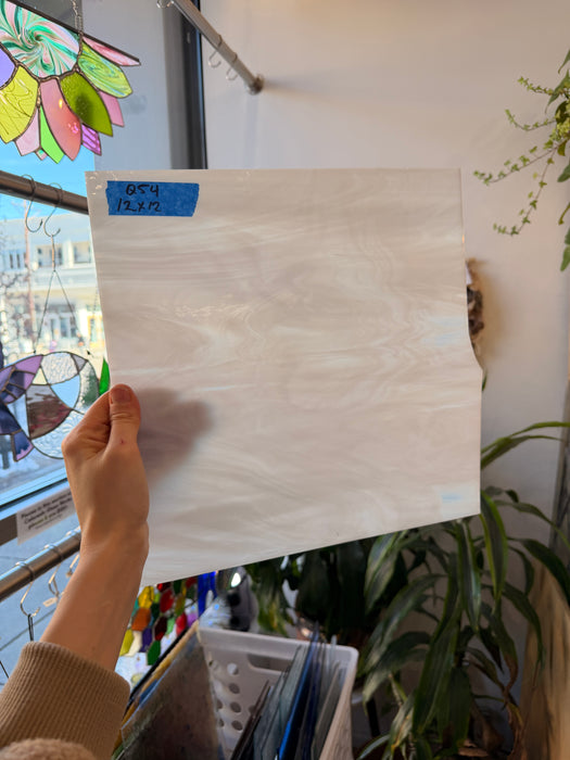 White Wispy Oceanside Fusible 96 COE Sheet Glass Colorado Glassworks 12x12in (OS-02711853)