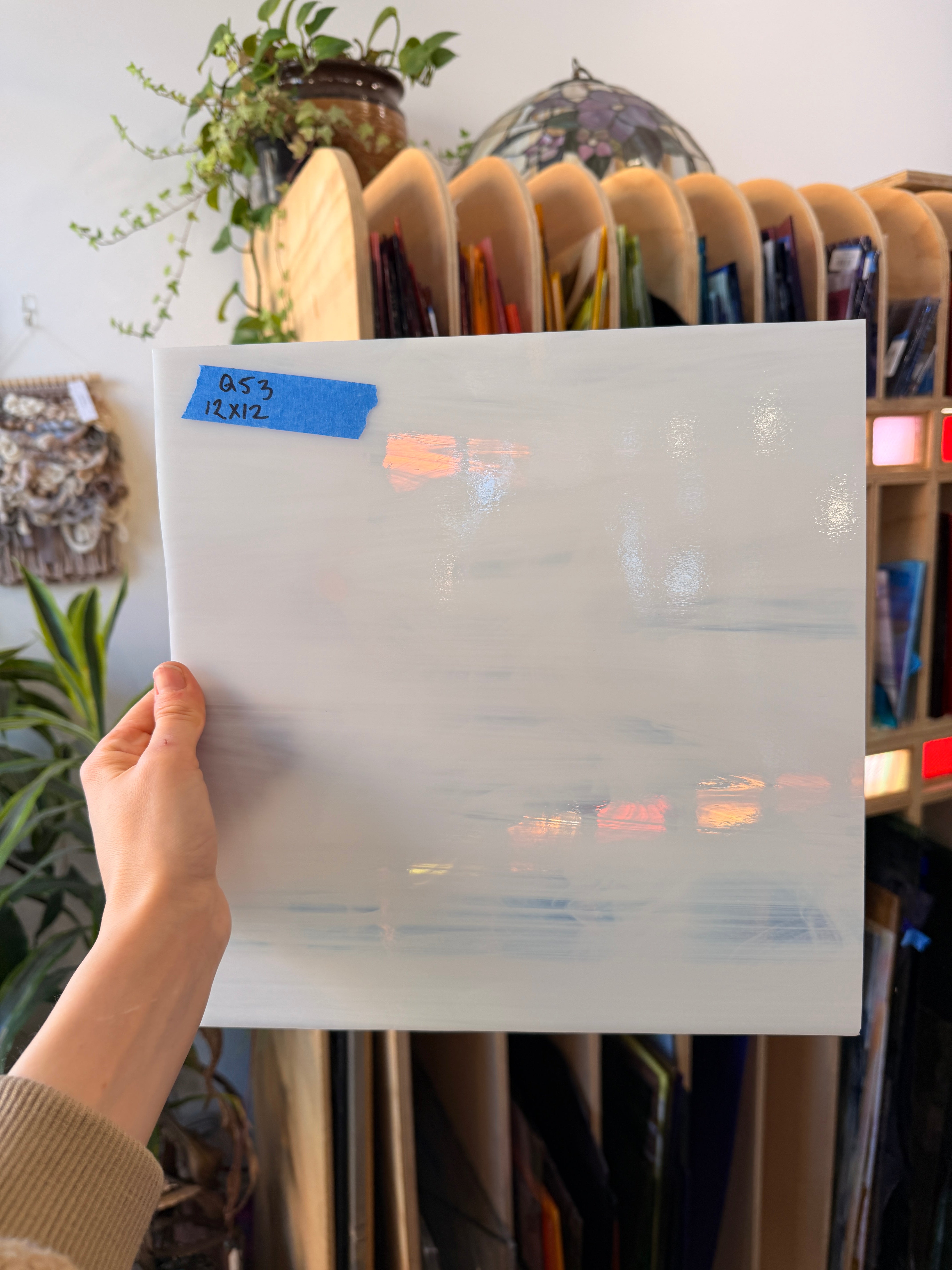 White Wispy Oceanside Fusible 96 COE Sheet Glass Colorado Glassworks