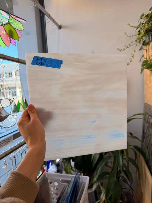 White Wispy Oceanside Fusible 96 COE Sheet Glass Colorado Glassworks 12x12in (OS-02679085)