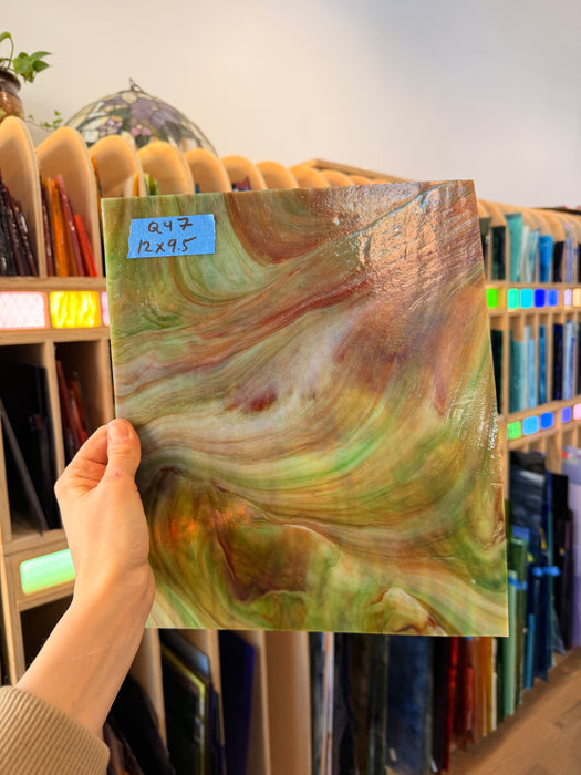 Green Red Mixed Kokomo Sheet Glass Colorado Glassworks