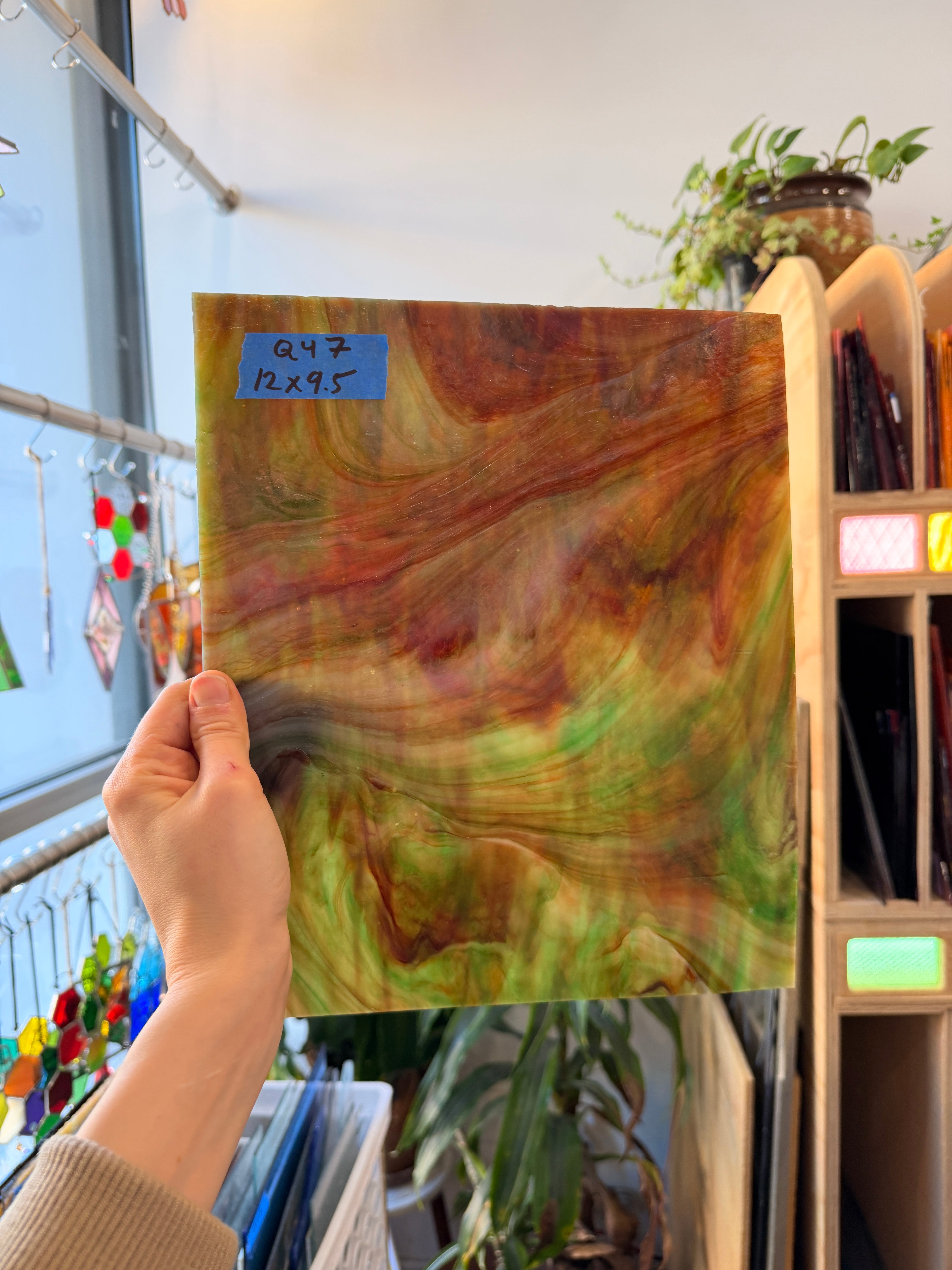 Green Red Mixed Kokomo Sheet Glass Colorado Glassworks