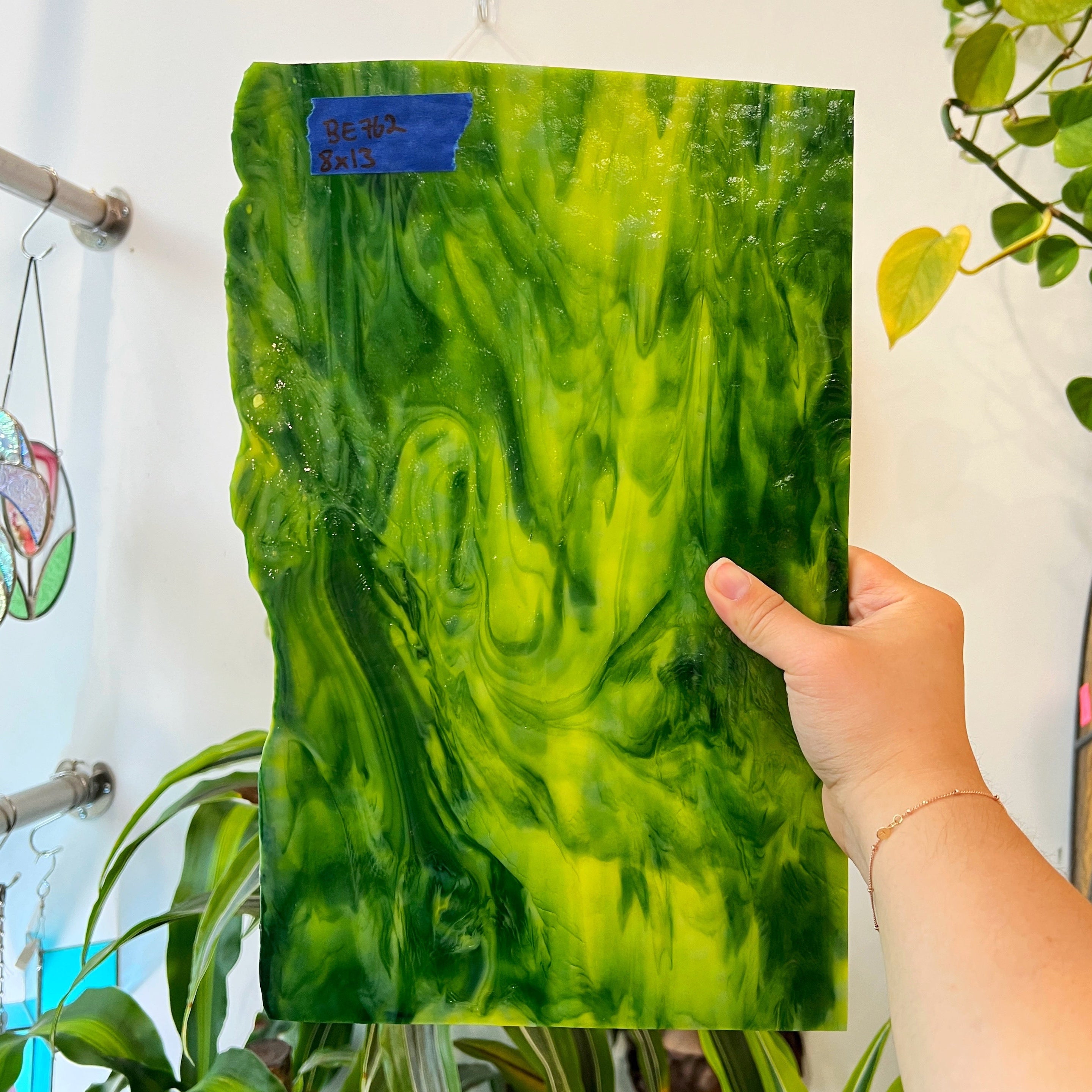 Wispy Greens Bullseye Sheet Glass Colorado Glass Works