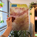 Green Purple Transparent Textured Wissmach Sheet Glass Kokomo 11.5x8.5in (WM-19859501)