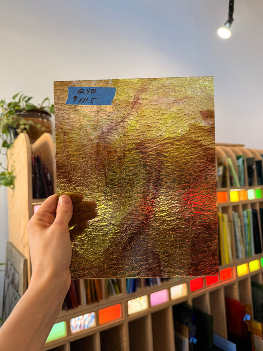 Green Purple Transparent Textured Wissmach Sheet Glass Kokomo