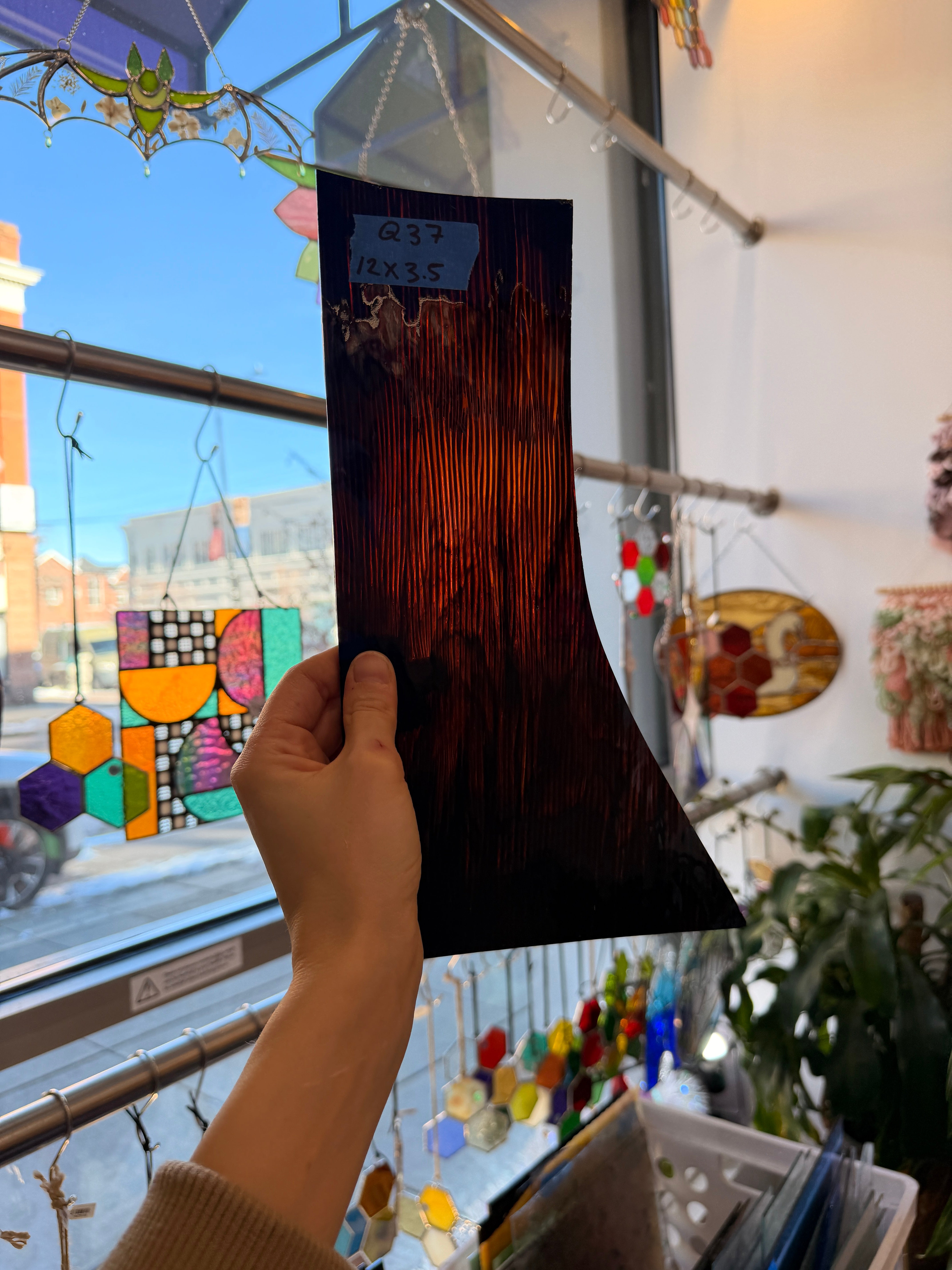 Vintage Brown Spectrum Cord Sheet Glass Colorado Glassworks 12x3.5in (SP-06547501)