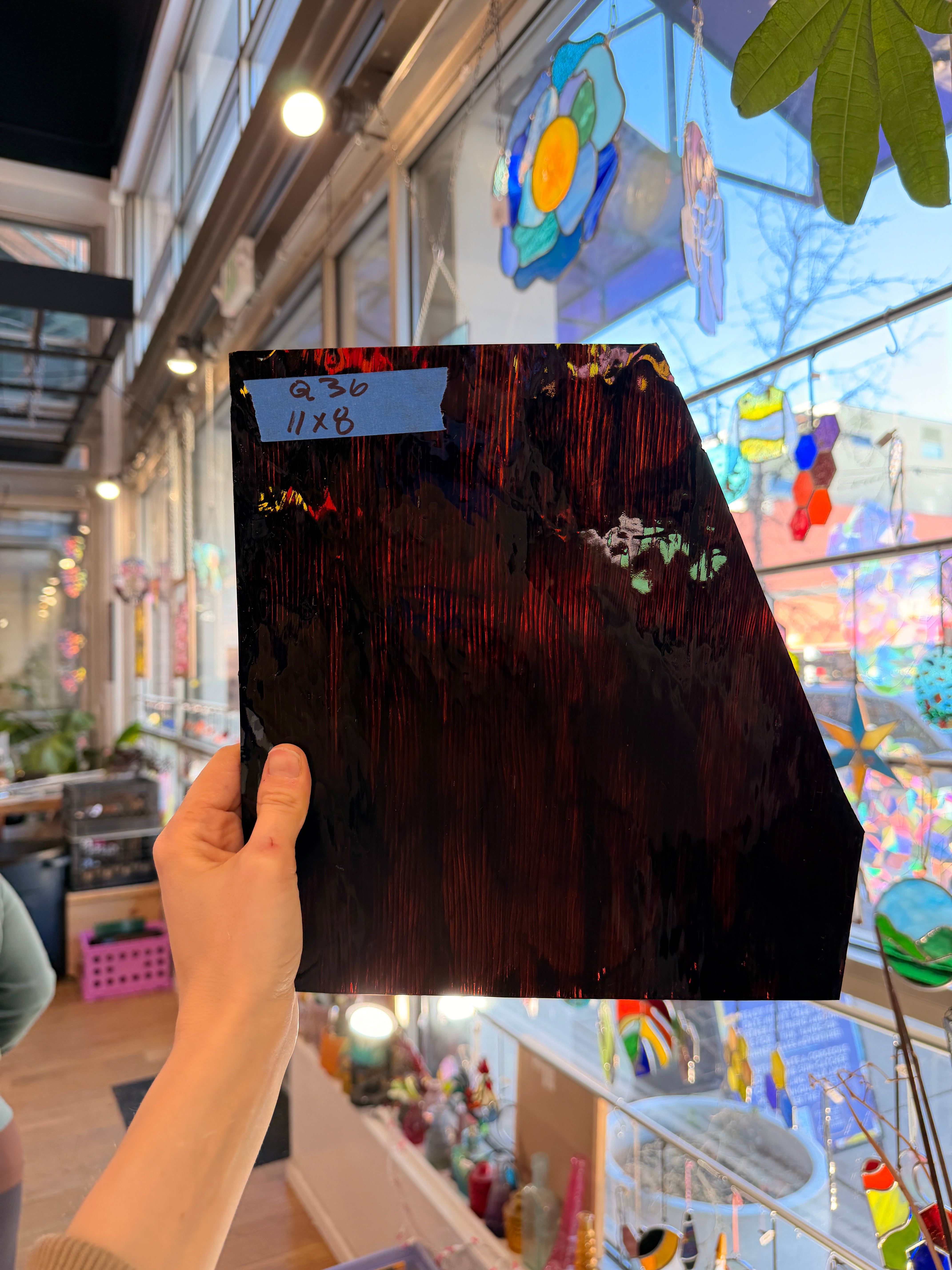 Vintage Brown Spectrum Cord Sheet Glass Colorado Glassworks 11x8in (SP-05204013)