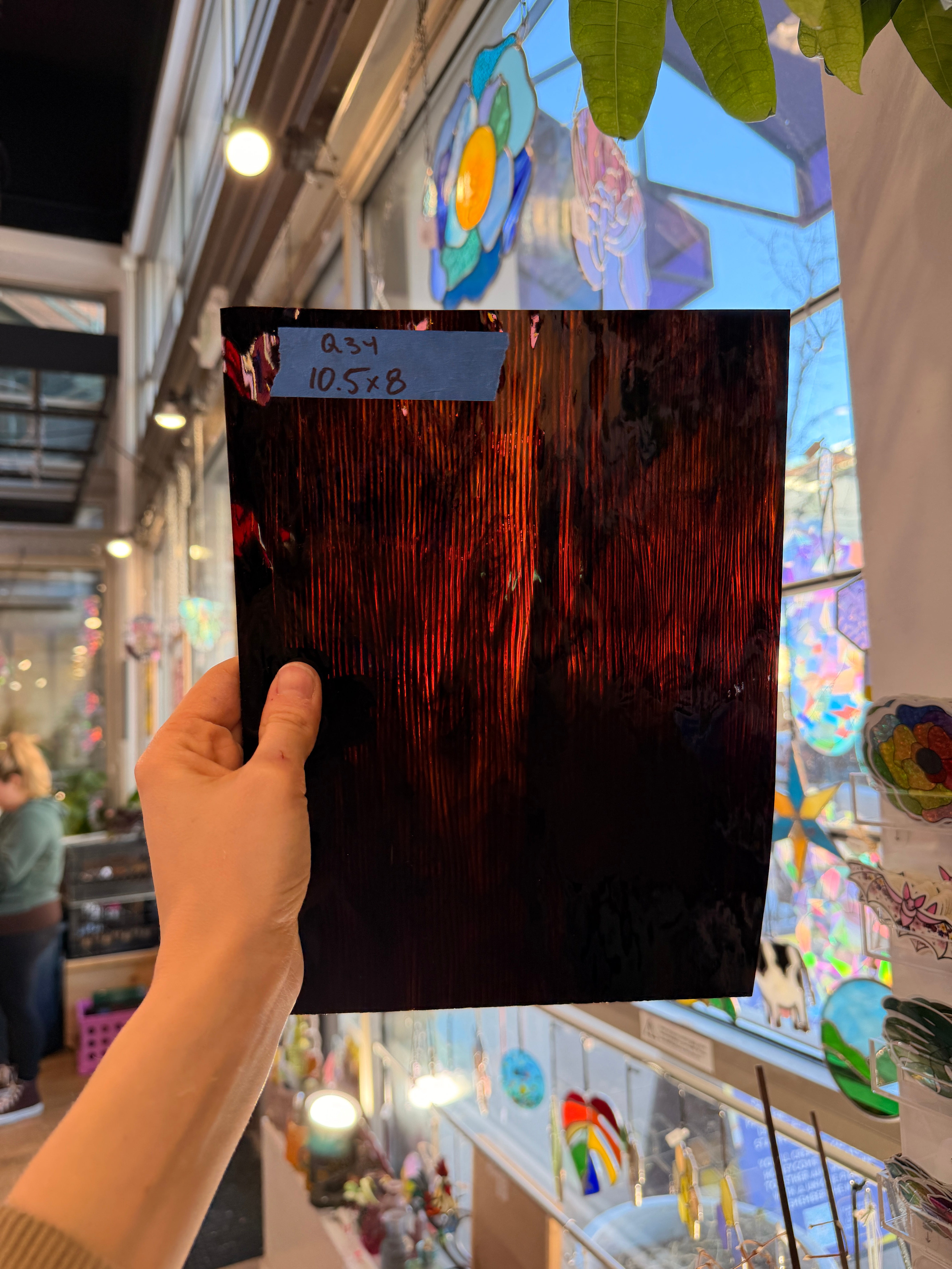 Vintage Brown Spectrum Cord Sheet Glass Colorado Glassworks 10.5x8in (SP-05138477)