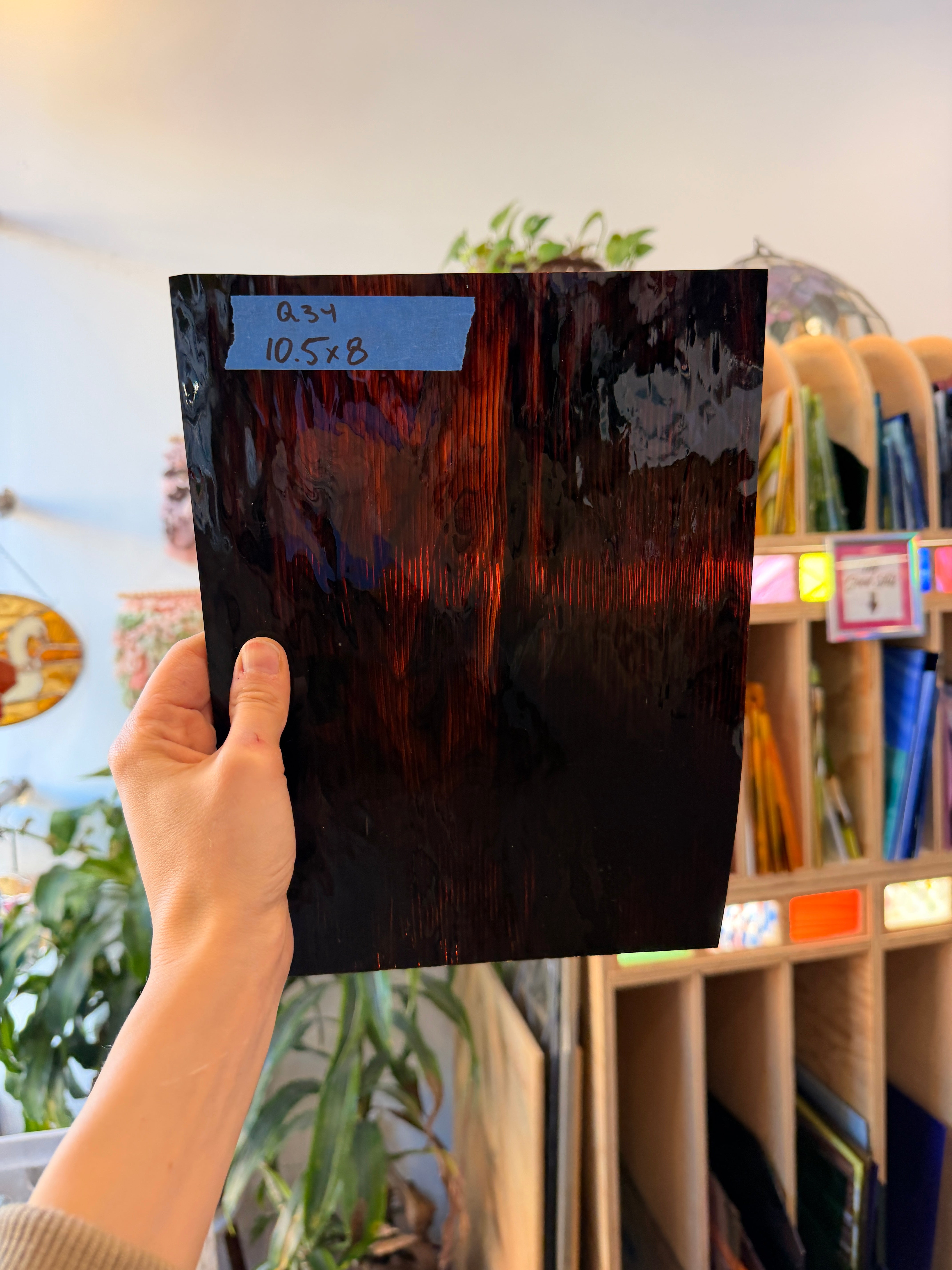 Vintage Brown Spectrum Cord Sheet Glass Colorado Glassworks 7x7in (SP-05171245)