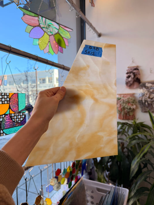 Amber White Wispy Kokomo Sheet Glass Colorado Glassworks