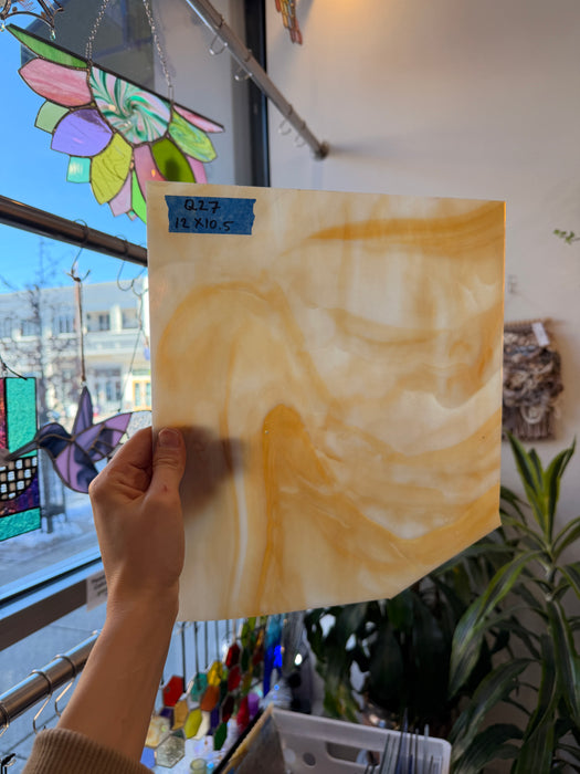 Amber White Wispy Kokomo Sheet Glass Colorado Glassworks