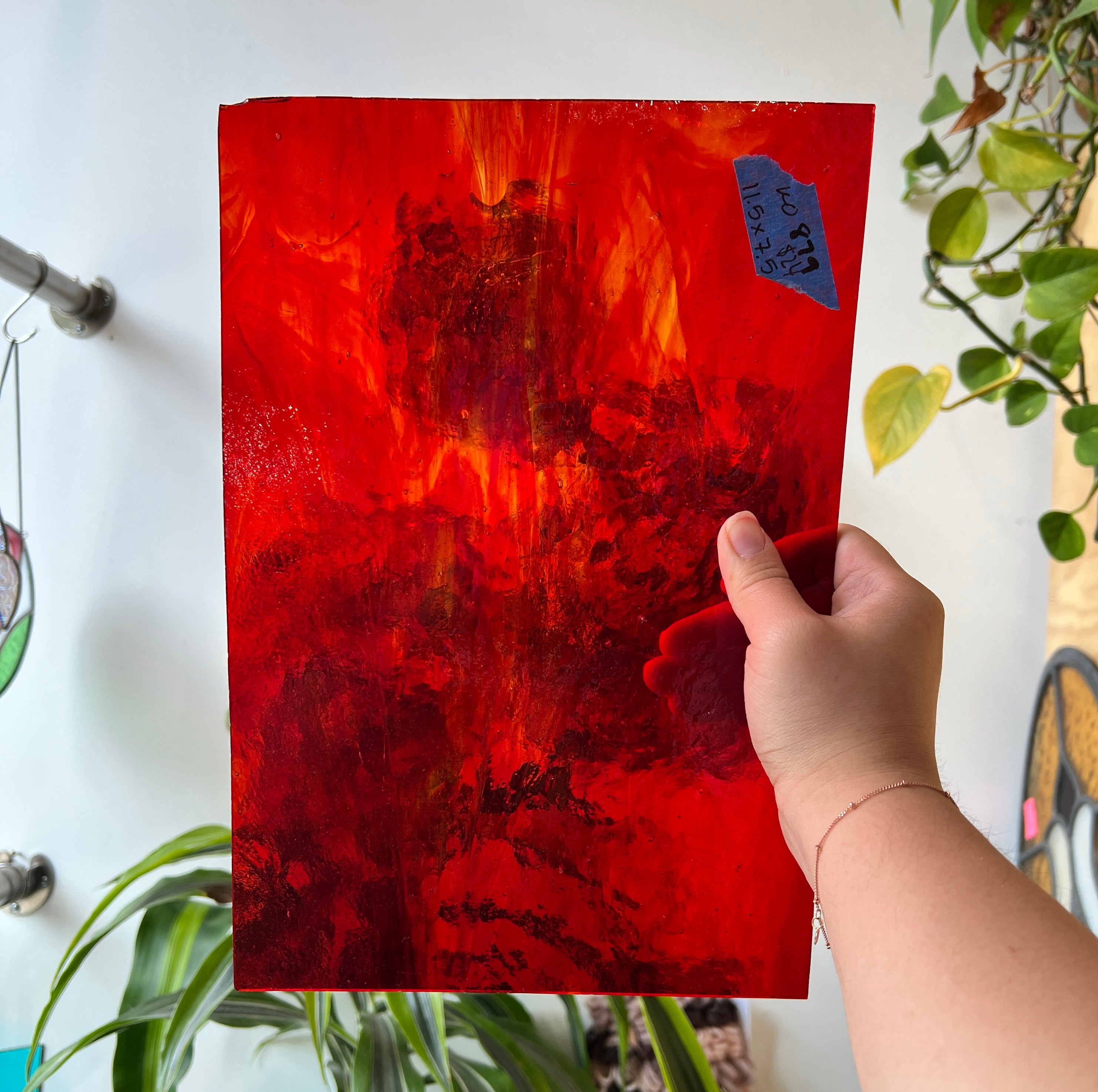 Red Wispy Kokomo Sheet Glass Colorado Glassworks