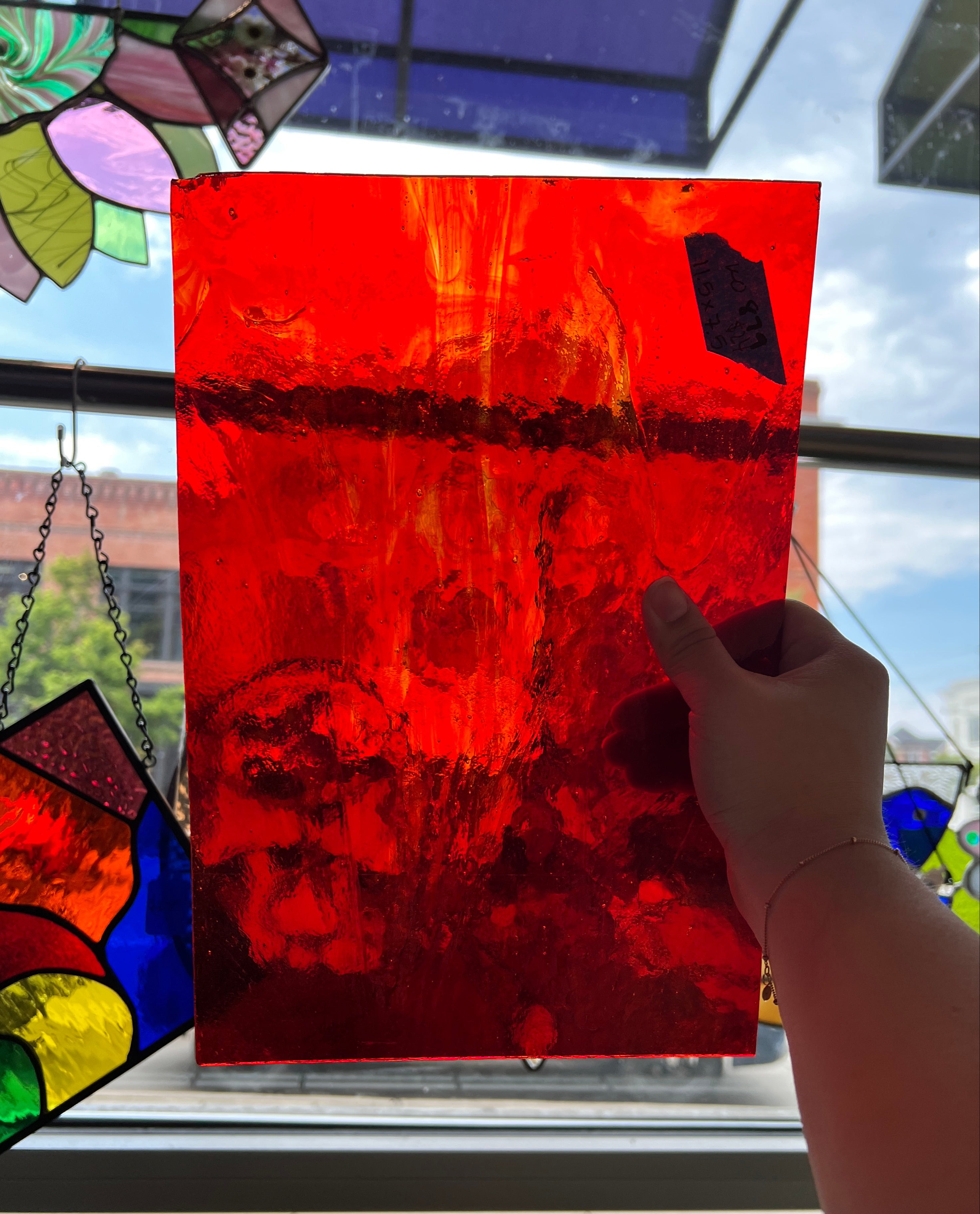 Red Wispy Kokomo Sheet Glass Colorado Glassworks