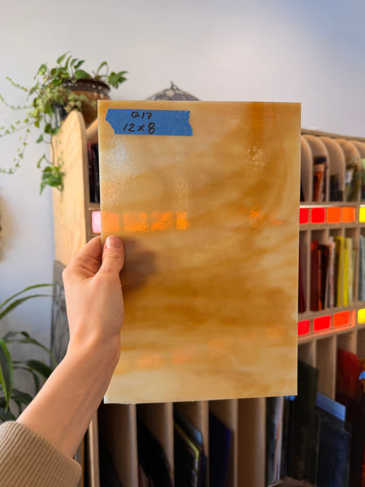 Amber White Wispy Kokomo Sheet Glass Colorado Glassworks 12x8in (KO-86064429)