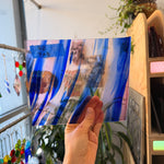 Lamberts Mouth Blown Pink and Blue on Clear Flash Sheet Glass Colorado Glassworks