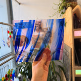 Lamberts Mouth Blown Pink and Blue on Clear Flash Sheet Glass Colorado Glassworks