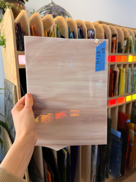 Mauve White Wispy Spectrum Sheet Glass Colorado Glassworks 11x8.5in (SP-27188269)