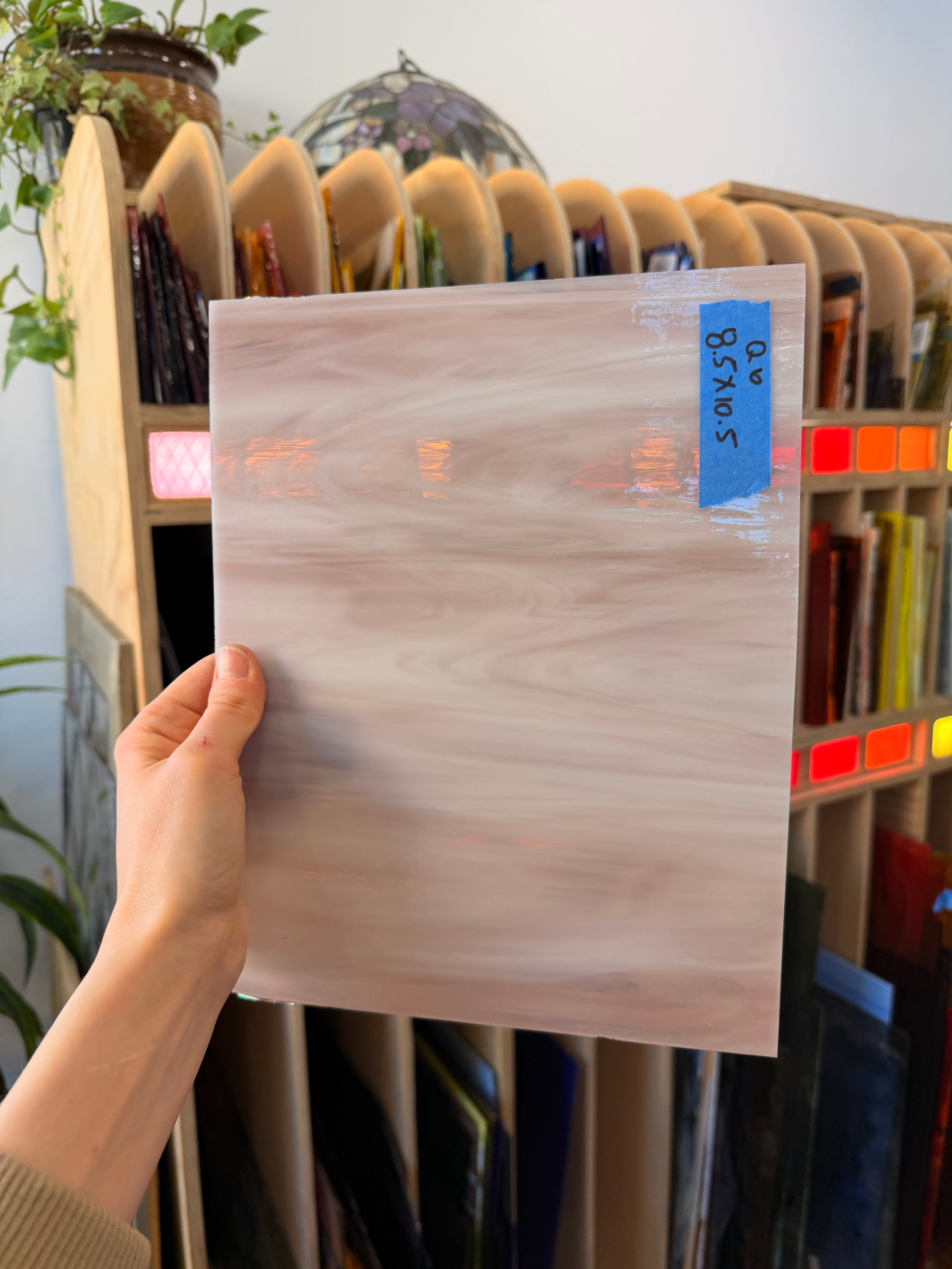 Mauve White Wispy Spectrum Sheet Glass Colorado Glassworks 10.5x8.5in (SP-27155501)