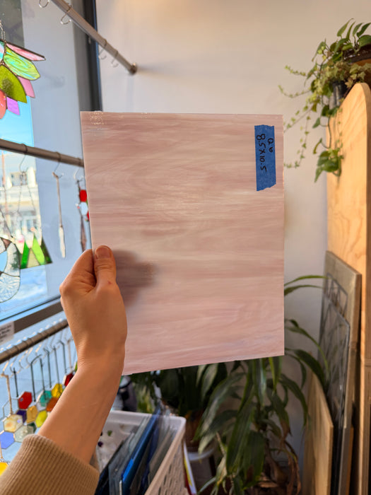 Mauve White Wispy Spectrum Sheet Glass Colorado Glassworks