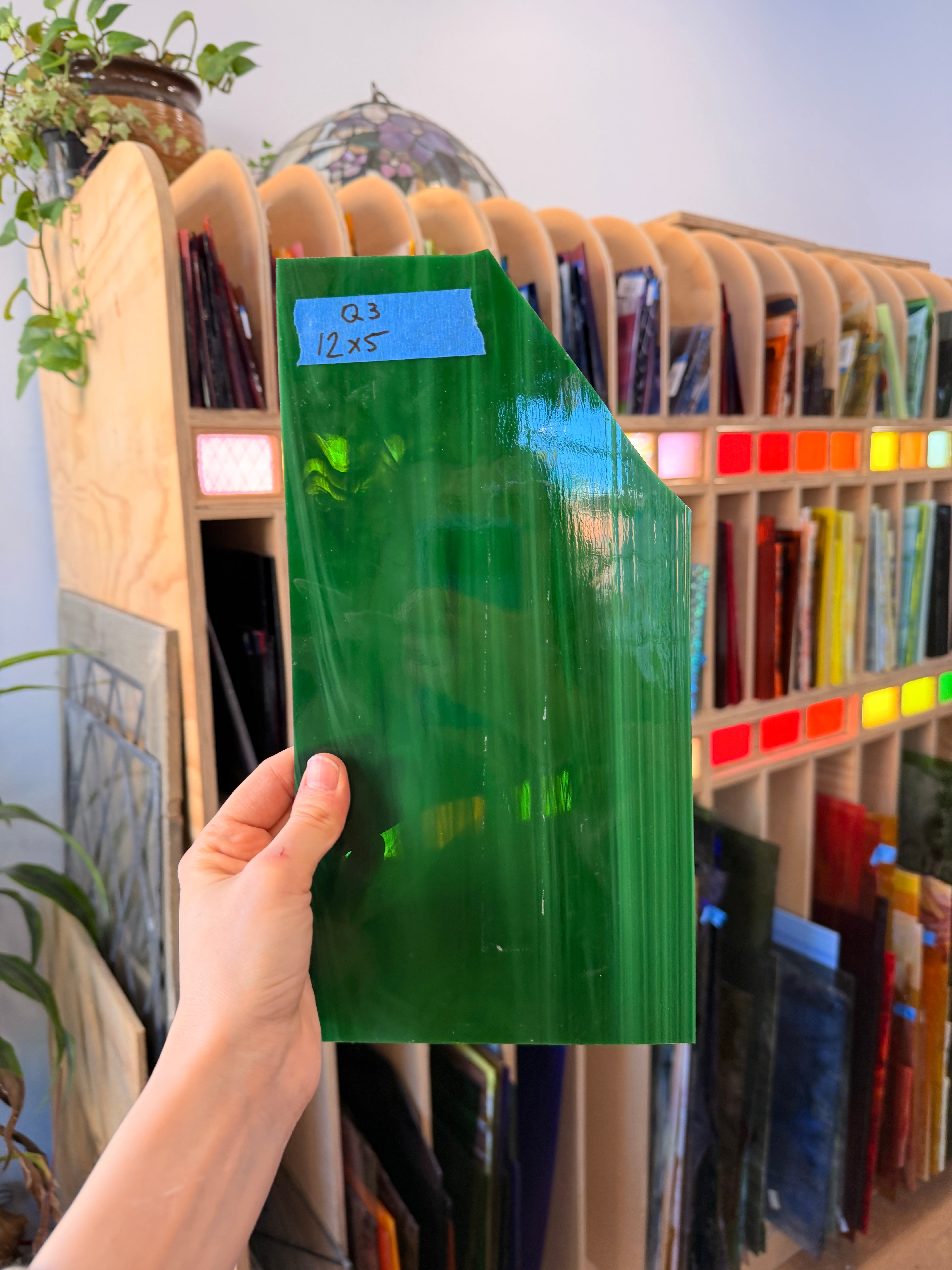 Green White Wispy Spectrum Sheet Glass Colorado Glassworks 12x5in (SP-80197933)