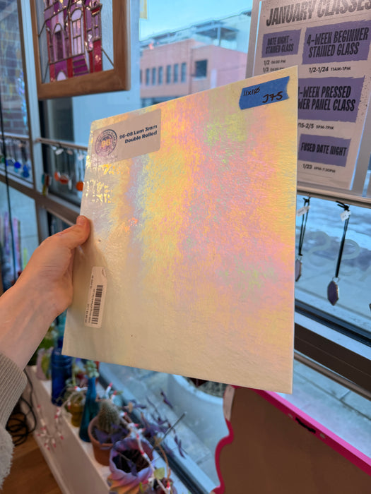 String of Pearls Opal Luminescent 96 COE Wissmach Sheet Glass Colorado Glassworks