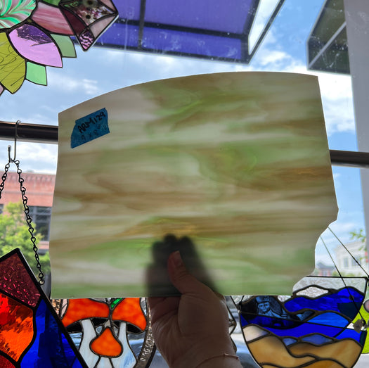Green, White, Brown Wispy Armstrong Sheet Glass Colorado Glassworks