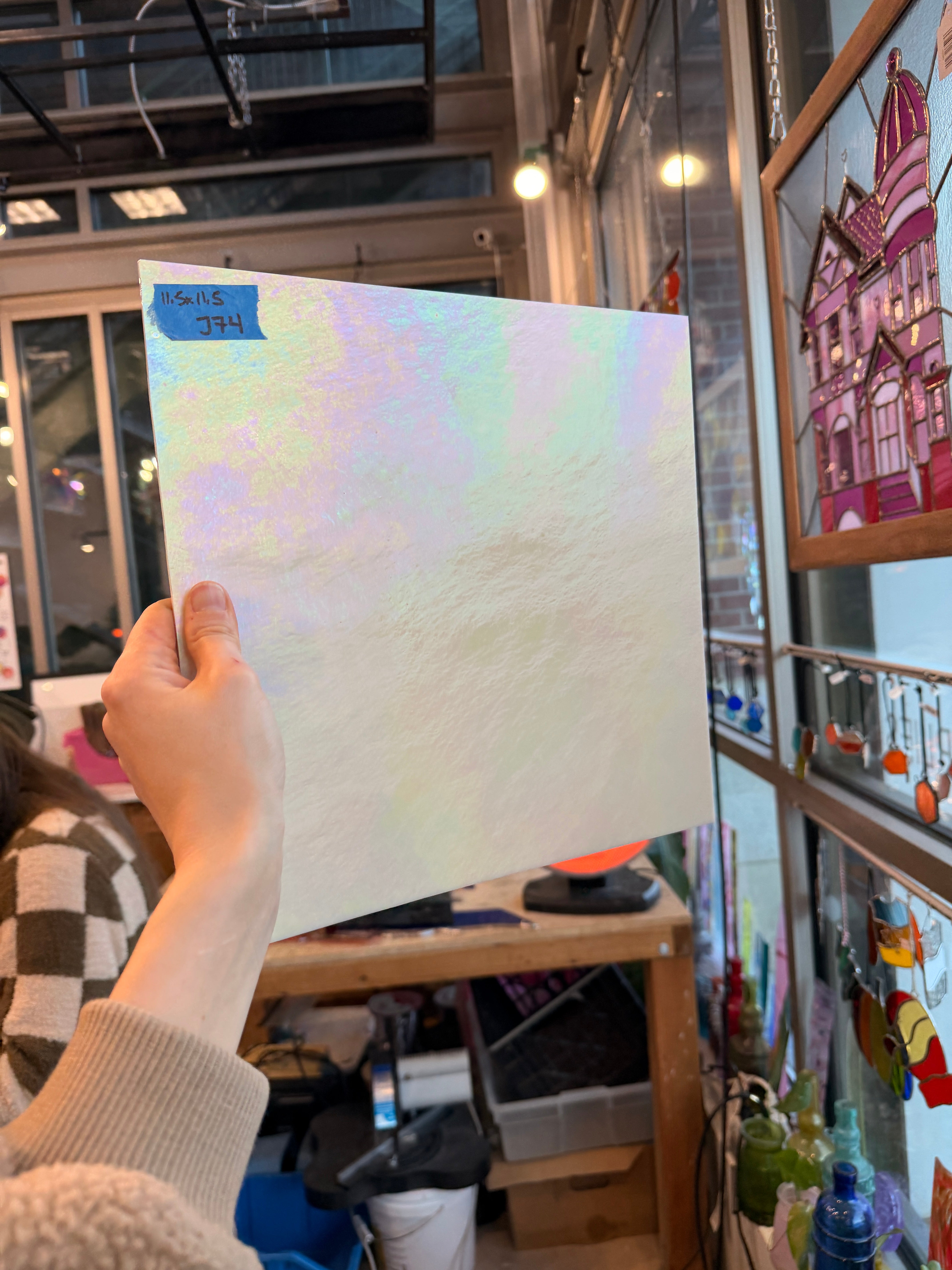 String of Pearls Opal Luminescent 96 COE Wissmach Sheet Glass Colorado Glassworks 11.5x11.5in (WM-16861741)