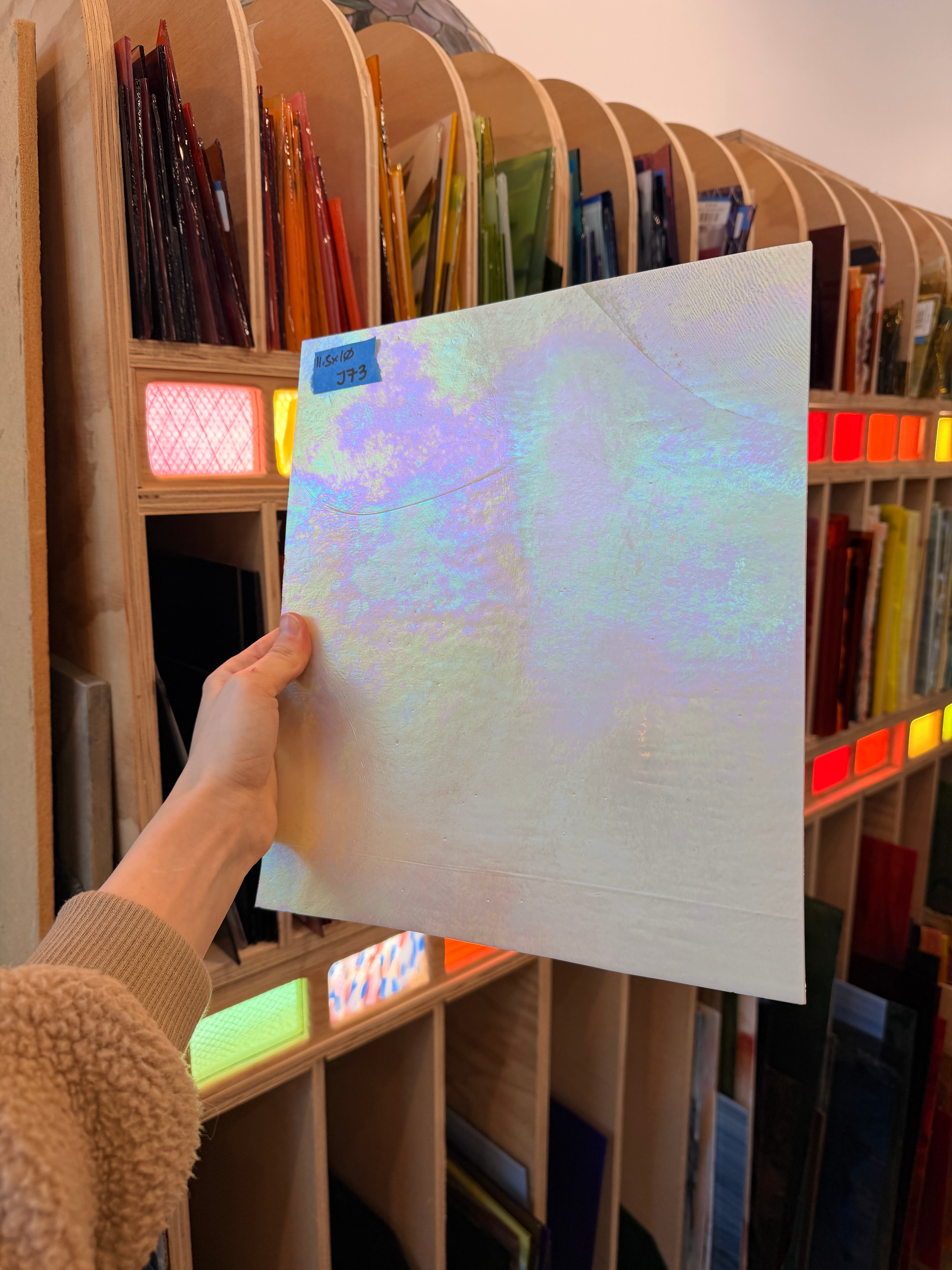 String of Pearls Opal Luminescent 96 COE Wissmach Sheet Glass Colorado Glassworks 11x10in (WM-16894509)