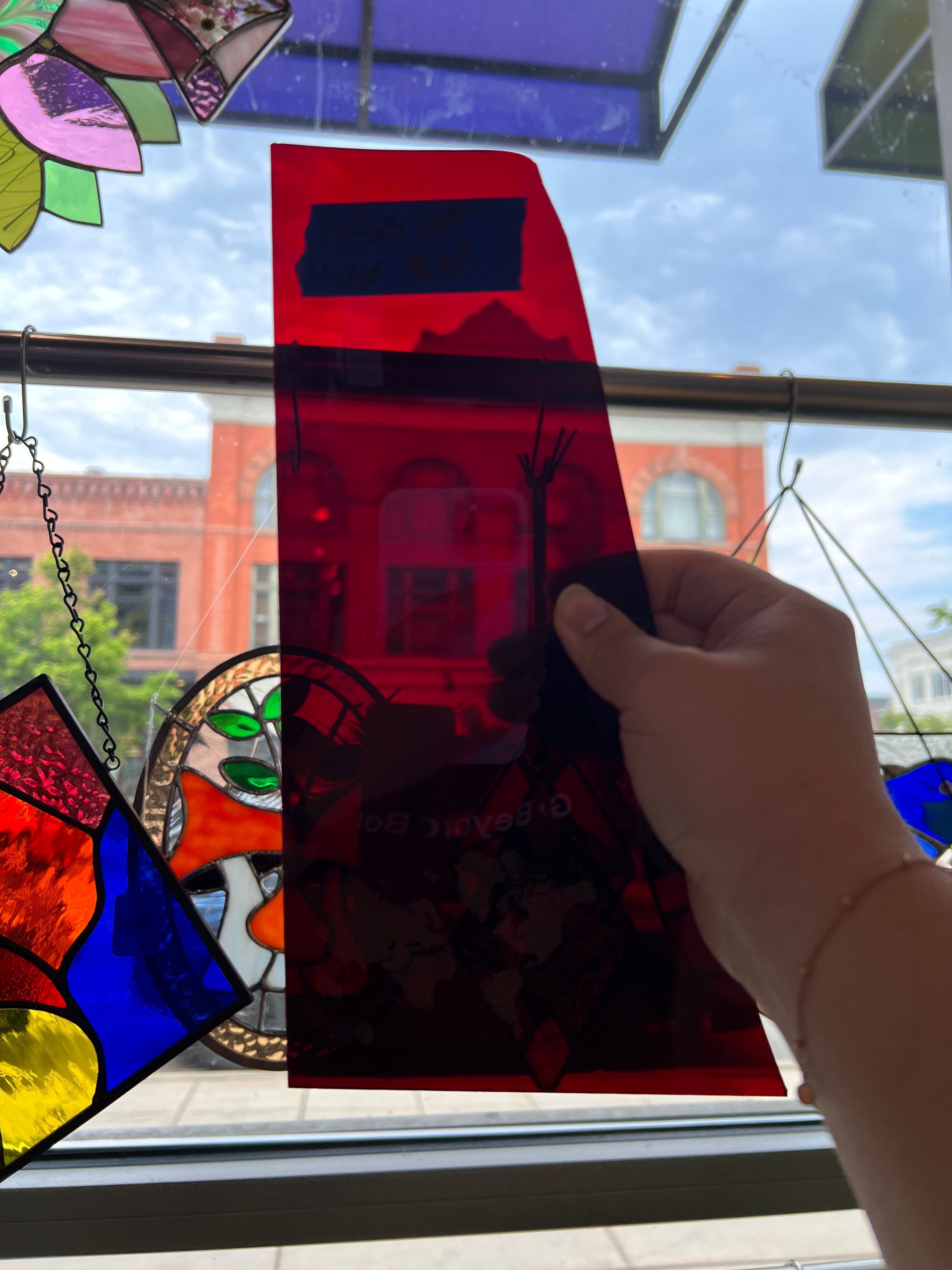 Deep Red Mouth Blown Flash Glass Fremont Sheet Glass Colorado Glassworks